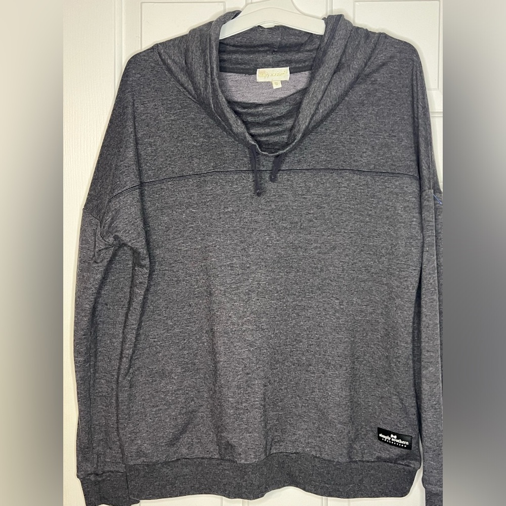Simply Southern Grey Cowl Neck Sweatshirt size XL